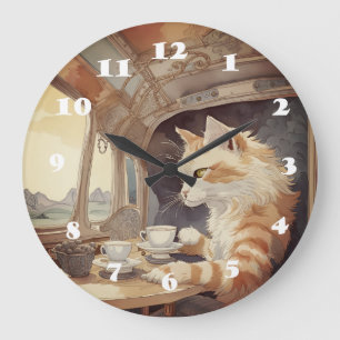 Katzenreisender große wanduhr