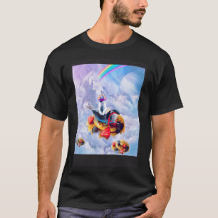 Katzenreitdelfin auf Wolken und Waffeln T-Shirt