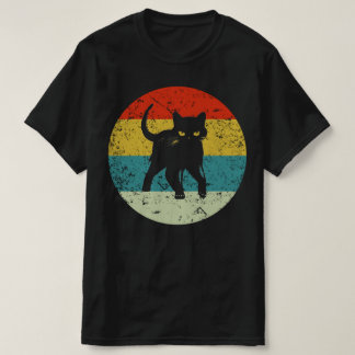 Katzenretro Vintage Silhouette 70er T-Shirt