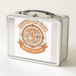 Katzenrettungsklub Katzenrettung Adoption Vintage Metall Brotdose