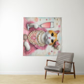 Katzenrosa Kleid mit Perlen mit Drink Wandteppich (Beispiel (Horizontal))