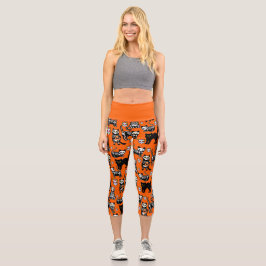 Katzenrumpf-Orange Capri Leggings