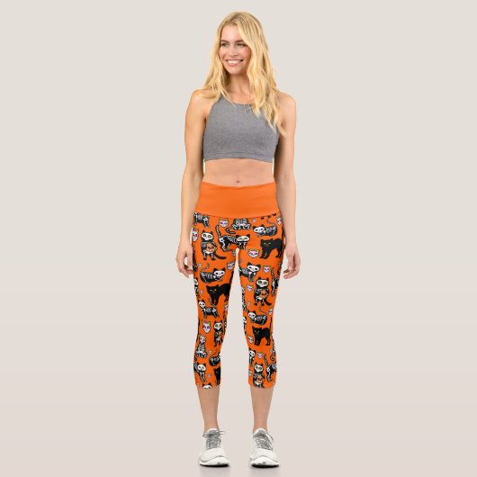 Katzenrumpf-Orange Capri Leggings (Vorderseite)