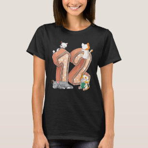 Katzens 12. Geburtstagsfeier Zwölf 12 Jahre alte K T-Shirt