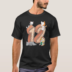 Katzens 12. Geburtstagsfeier Zwölf 12 Jahre alte K T-Shirt