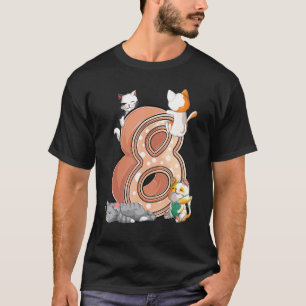 Katzens 8. Geburtstagsfeier Acht 8 Jahre alte klei T-Shirt