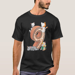 Katzens 9. Geburtstagsfeier Neun 9 Jahre alte Katz T-Shirt