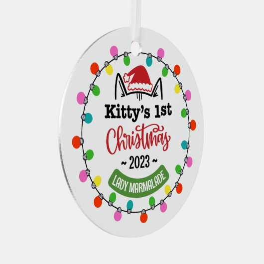 Kätzens erste Weihnacht, Katze's erste Weihnachten Ornament Aus Metall (Vorderseite Rechts)