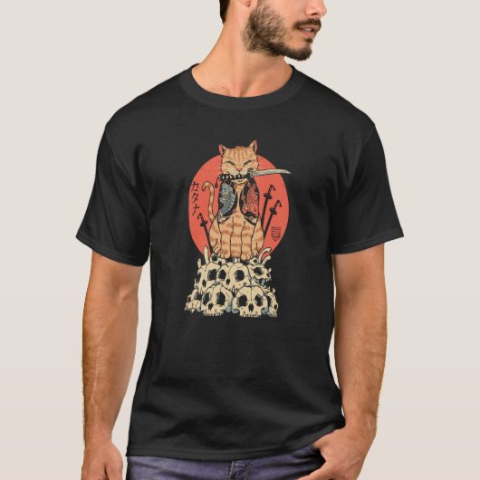 Katzenschädel Krieger T-Shirt (Vorderseite)