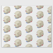 Katzenschädel mit Flora Geschenkpapier (Flach)