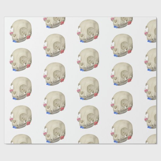 Katzenschädel mit Flora Geschenkpapier (Flach)