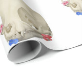 Katzenschädel mit Flora Geschenkpapier (Rolleneckpunkt)