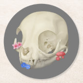 Katzenschädel mit Flora Runder Pappuntersetzer (Vorderseite)