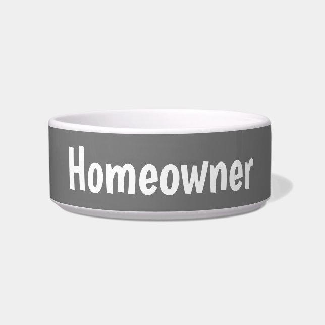 Katzenschale, Hausbesitzer, graues Katzengericht Napf (Vorderseite)
