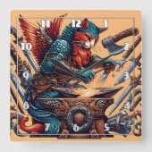 Katzenschmieden von Waffen in Fantasy Workshop Quadratische Wanduhr (Vorderseite)