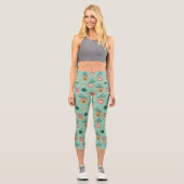 Katzenschmuck auf Baummuster Capri Leggings (Vorderseite)