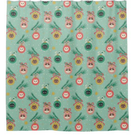 Katzenschmuck auf Baummuster Duschvorhang (Vorderseite)