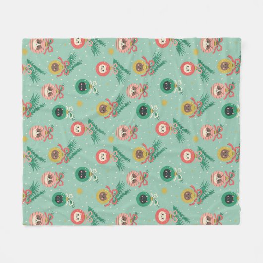 Katzenschmuck auf Baummuster Fleecedecke (Vorderseite (Horizontal))