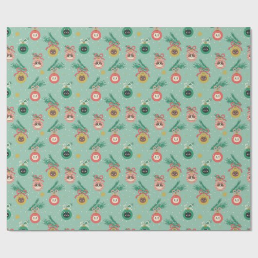 Katzenschmuck auf Baummuster Geschenkpapier (Flach)