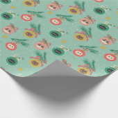 Katzenschmuck auf Baummuster Geschenkpapier (Ecke)