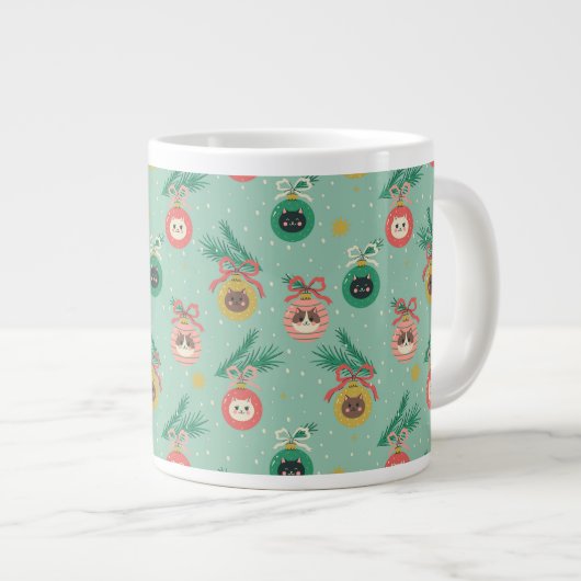 Katzenschmuck auf Baummuster Jumbo-Tasse (Vorderseite Rechts)
