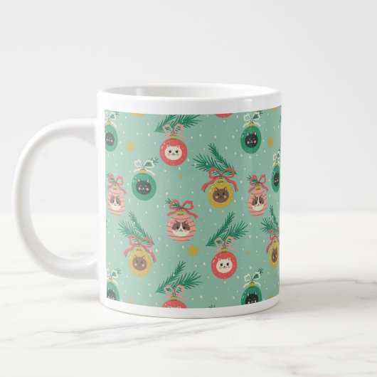 Katzenschmuck auf Baummuster Jumbo-Tasse (Links)