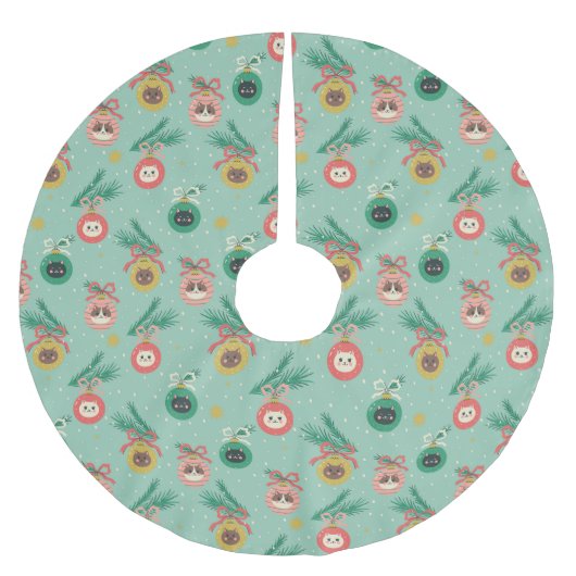 Katzenschmuck auf Baummuster Polyester Weihnachtsbaumdecke (Vorderseite)