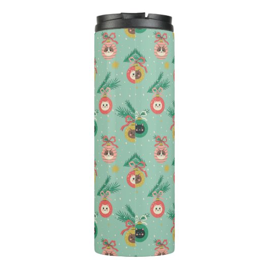 Katzenschmuck auf Baummuster Thermosbecher (Rückseite)