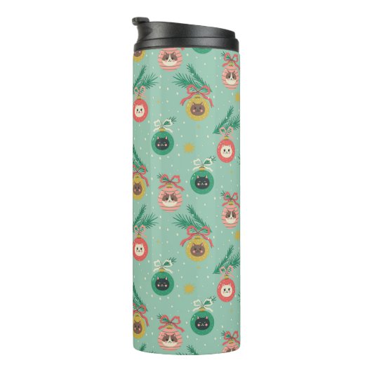 Katzenschmuck auf Baummuster Thermosbecher (Nach rechts gedreht)