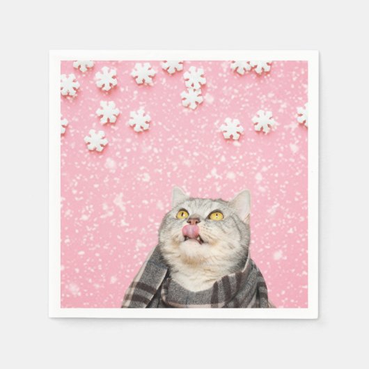 Katzenschneeflocken Papier Napkins Serviette (Vorderseite)