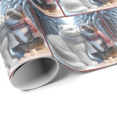 Katzenschnupfen mit einer Schneekatze Skulptur Geschenkpapier (Rolleneckpunkt)