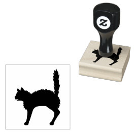 Katzenschrei-Silhouette mit Rücken und Schwanz nac Gummistempel