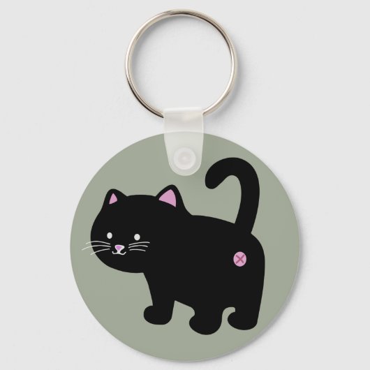 Katzenschwarz Hintern Schlüsselanhänger (Vorderseite)