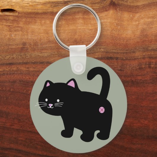 Katzenschwarz Hintern Schlüsselanhänger (Vorderseite)