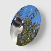 Katzenschwarz und Weiß-Foto Runde Wanduhr (Winkel)