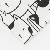 Katzenschwarz und Weiß Niedliches Muster Fleecedecke (Ecke)