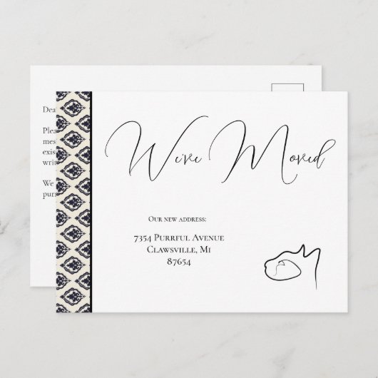 Katzenschwarz & Weiß Wir haben uns bewegt, Adresse Postkarte (Vorne/Hinten)