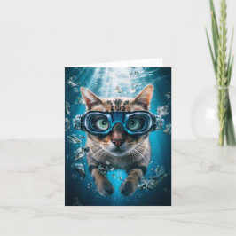 Katzenschwimmen mit Goggles-Blankkarte Feiertagskarte