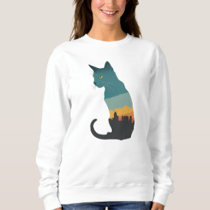 KatzenSilhouette verblasst Sweatshirt