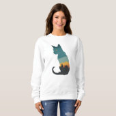 KatzenSilhouette verblasst Sweatshirt (Vorne ganz)