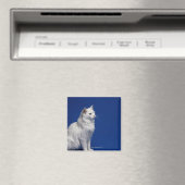 Katzensitze vor blauem Hintergrund Magnet (In Situ (Geschirrspüler))