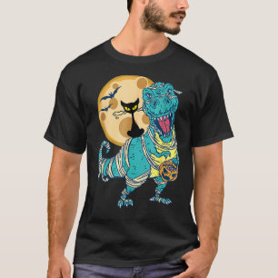 Katzenskelett reitet Mumie Dinosaurier Rex Hallowe T-Shirt