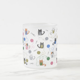 Katzenspende, Katze mit Garn, Geschenk für Katzen Mattglastasse