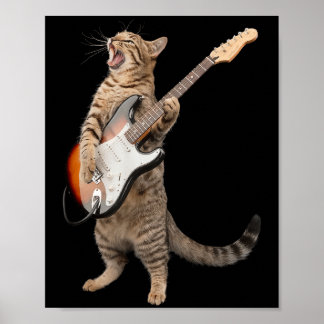 Katzenspiel Gitarre Shirt Kinder Männer Frauen Roc Poster