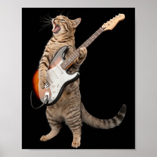 Katzenspiel Gitarre Shirt Kinder Männer Frauen Roc Poster (Vorne)