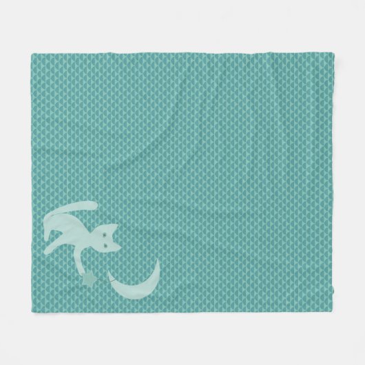 Katzenspiel mit Moon und Star Aquamarin Fleecedecke (Vorderseite (Horizontal))
