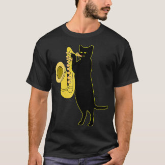 Katzenspiel Saxophon Cool Wind Instrument Sax T-Shirt