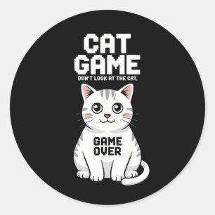 Katzenspiel Schauen Sie sich die Katze nicht über Runder Aufkleber