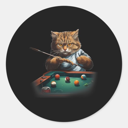 Katzenspielbecken Billard Coole Funny Cats Männer  Runder Aufkleber (Vorderseite)