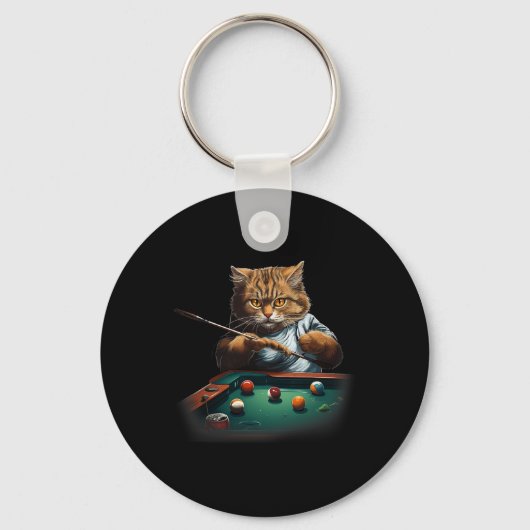 Katzenspielbecken Billard Coole Funny Cats Männer  Schlüsselanhänger (Vorderseite)
